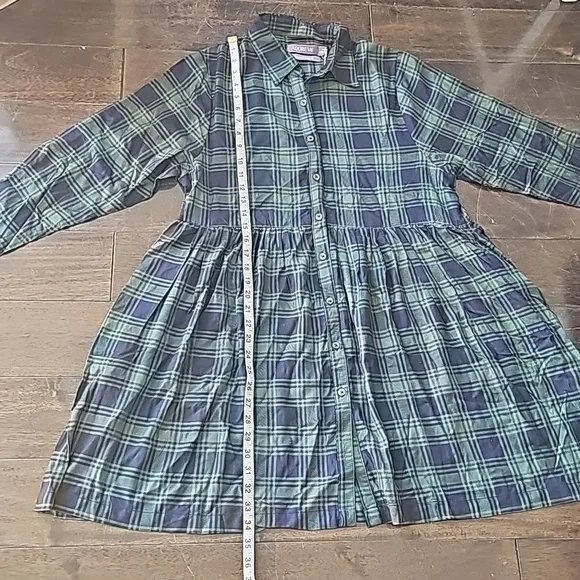 Adore Me Fleur Green Plaid Shirt Dress Small NWT - Picture 6 of 10